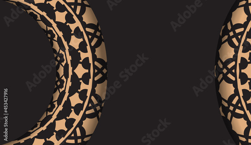 Luxurious design of a postcard in black with Greek ornaments. Vector invitation card with place for your text and vintage patterns.