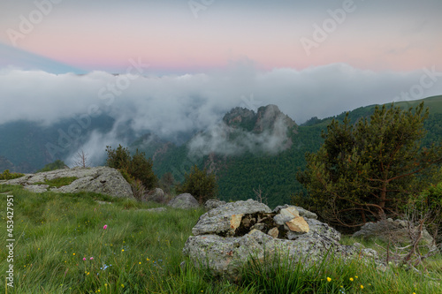 misty mountain landscape