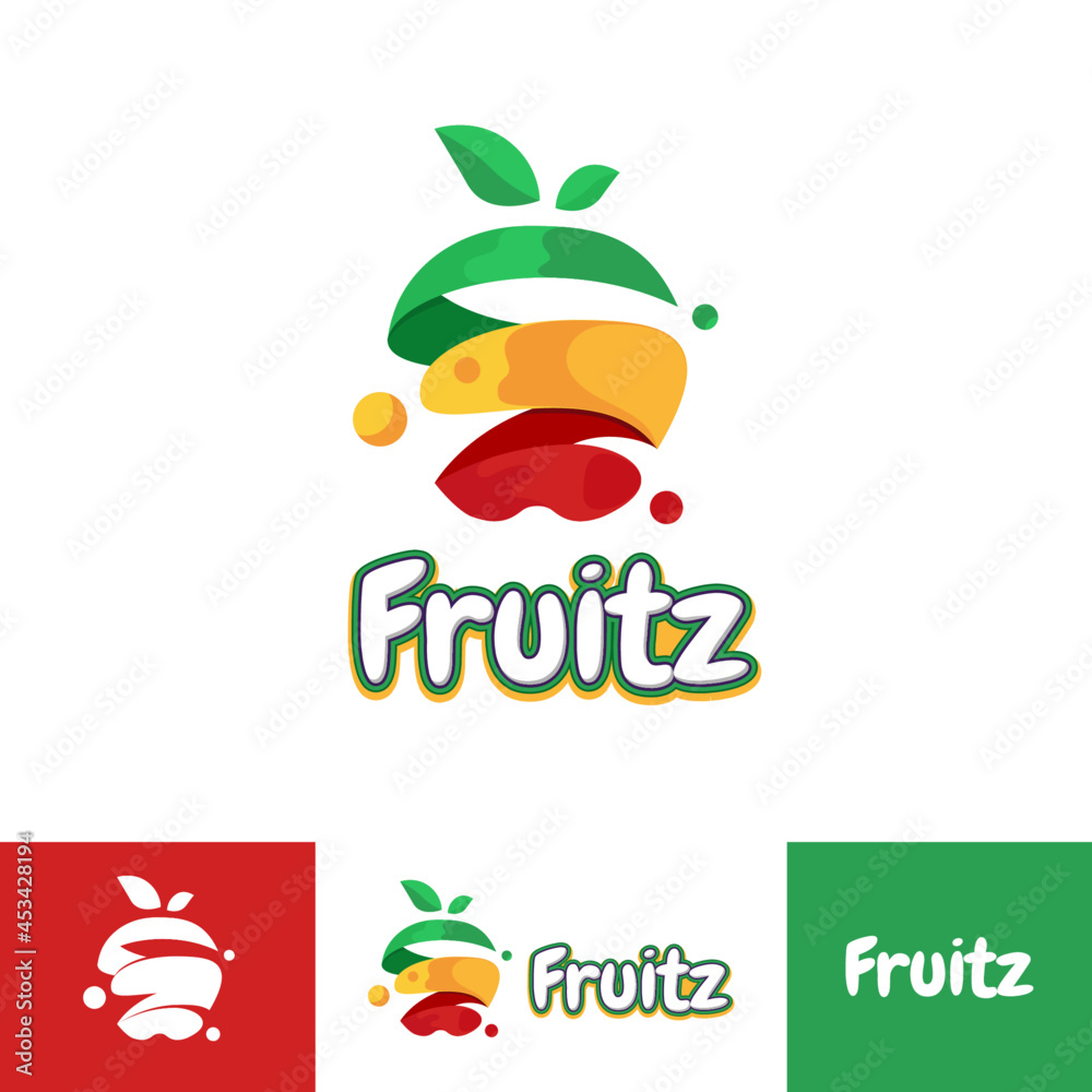 Fruit Juice logo with splash and drop concept illustration for brand