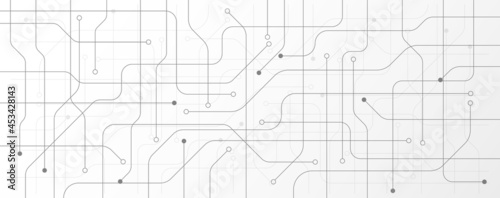 Abstract of black and white circuit electronic or electrical line connection engineering technology concept, vector background