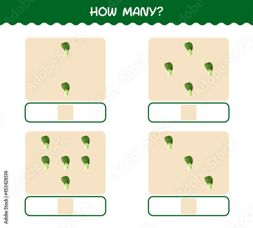 How many cartoon bok choy. Counting game. Educational game for pre shool years kids and toddlers