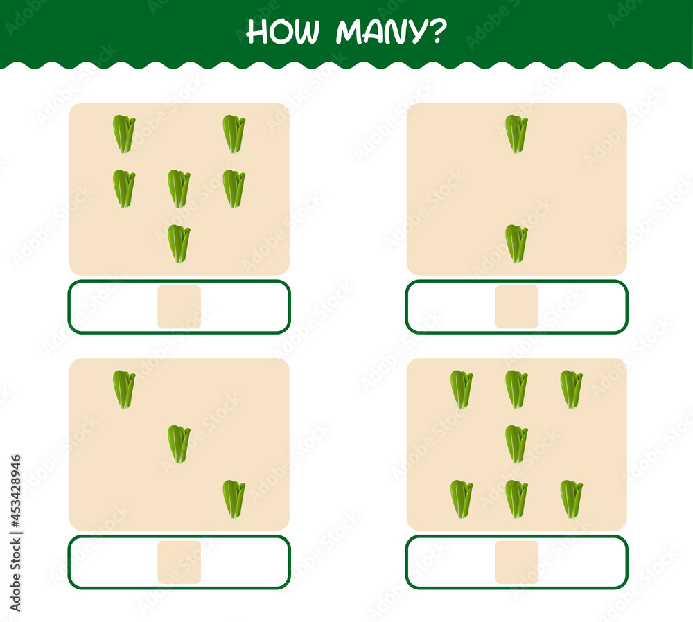 How many cartoon lettuce. Counting game. Educational game for pre shool years kids and toddlers