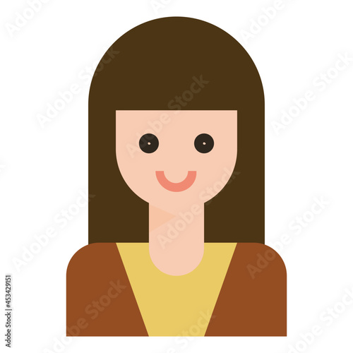 long hair woman flat icon