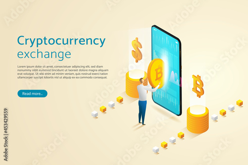 Businessman trading Bitcoin.