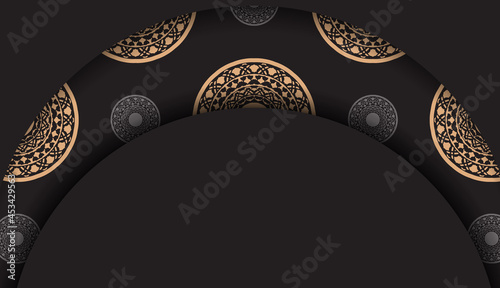Luxurious Template for print design postcards in black color with Greek ornaments. Vector preparation of invitation card with place for your text and vintage patterns.