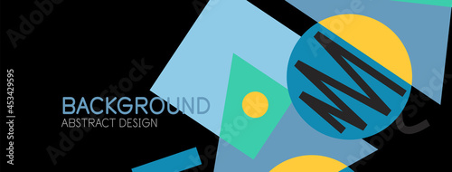 Abstract background. Blocks, lines, triangles, circles composition. Techno or business concept for wallpaper, banner, background, landing page