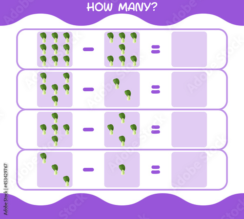 How many cartoon bok choy. Counting game. Educational game for pre shool years kids and toddlers