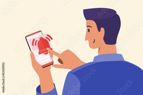 Young Man Pressing Subscribe Button on Video Channel or Social Media Influencer Illustration