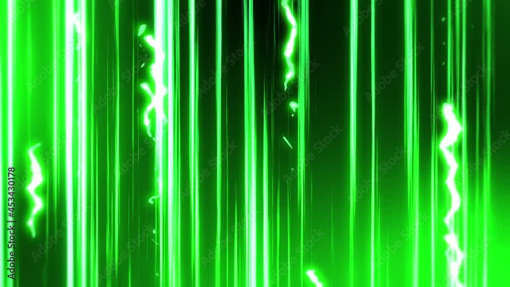 Green light with cartoon speed lines. Comic rays on black background ...