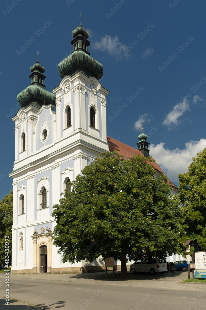 Fototapeta premium Pilgrimage Church of the Virgin Mary in town Sloup. Czech Republic, South Moravia.