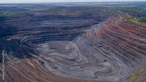 Open Iron Ore Quarry in Krivoy Rog Aerial Top View photo