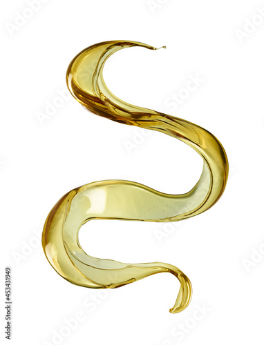 Oil splashes twisted in the shape of a spiral on white background. Real Shoot.