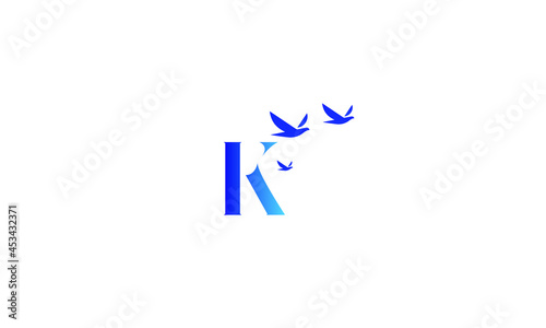 blue gradient K alphabet letter logo template. Creative design icon for company and business