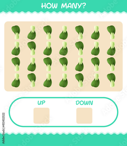 How many cartoon bok choy. Counting game. Educational game for pre shool years kids and toddlers