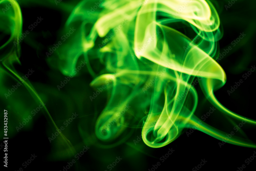 Green smoke on black background. Green smoke on black background.