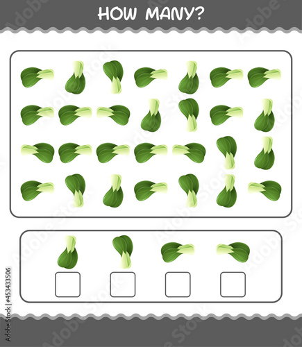 How many cartoon bok choy. Counting game. Educational game for pre shool years kids and toddlers
