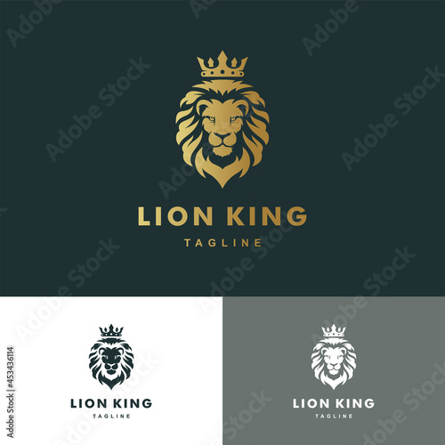 Lion head, Lion king, Mascot lion logo with gold color, icon set Illustration Vector Graphic