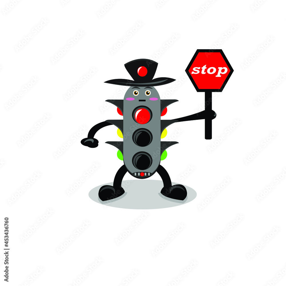 robot with traffic light robot with traffic light