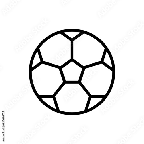 Pixel perfect black thin line icon of a minimal flat football. Editable stroke vector 64x64 pixels. Scale 5000% preview. Trendy Soccer ball sign. Drawing sport object symbol. Outline linear pictogram