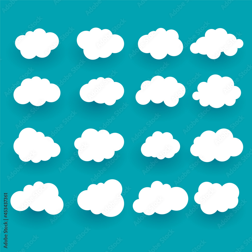 different flat clouds set of sixteen
