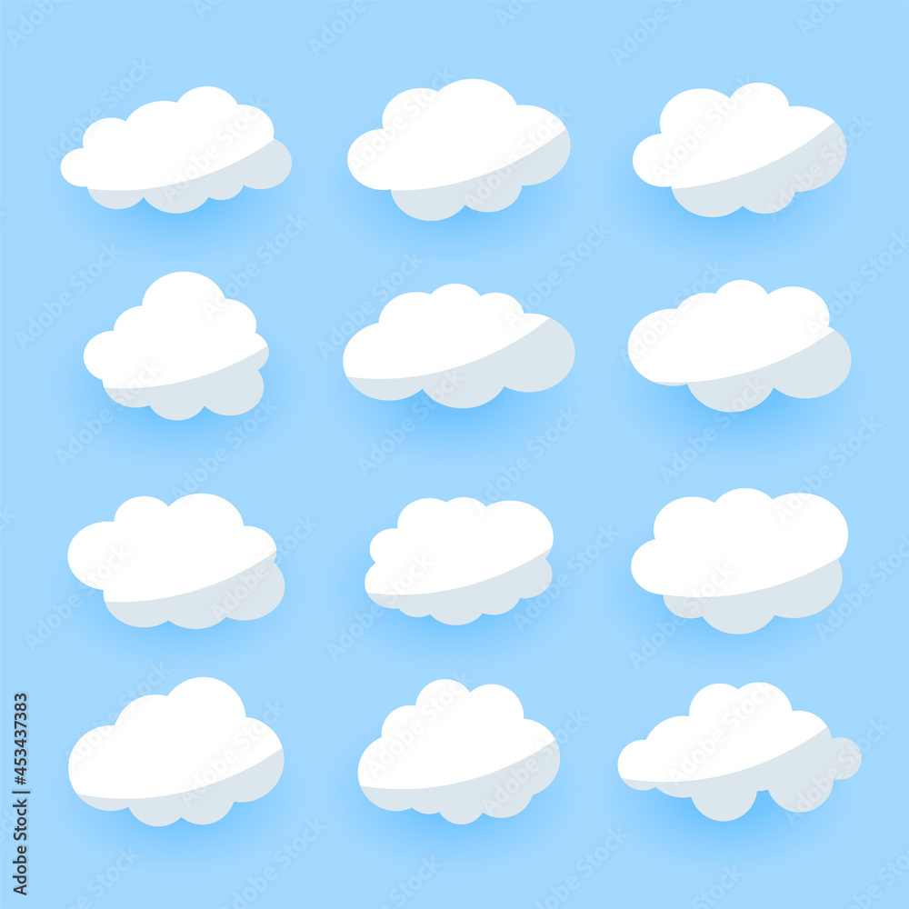 cartoon clouds collection of twelve