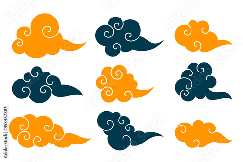 traditional chinese clouds set of nine
