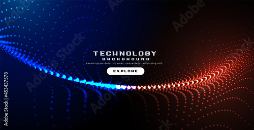 glowing technology particles digital wavy background