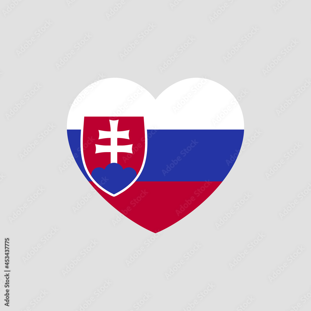 Slovakia flag in heart shape vector love Slovakia