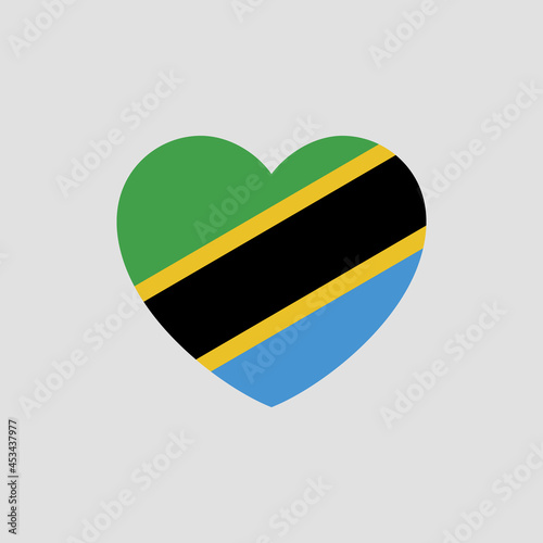 Tanzania flag in heart shape vector love Tanzania