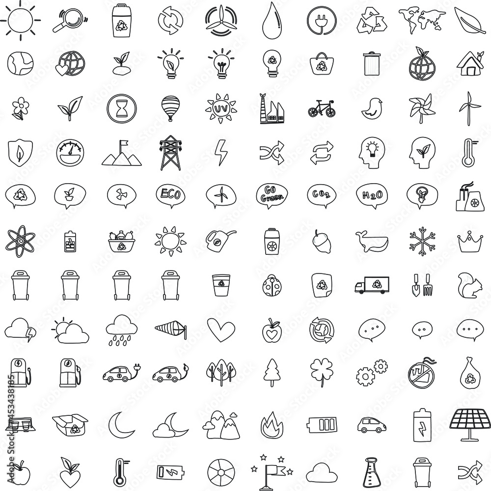 Outline Environmental collection flat icon vector set Outline Environmental collection flat icon vector set