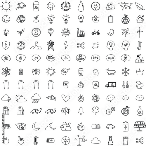 Outline Environmental collection flat icon vector set