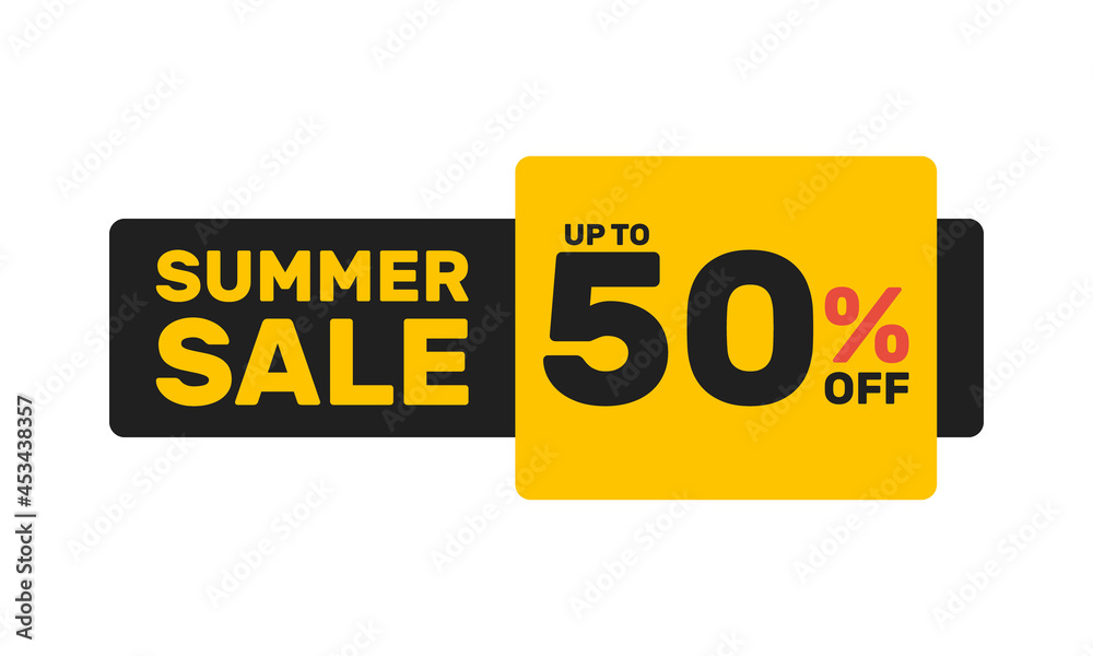 summer sale up to 50% off, vector banner or label summer sale up to 50% off, vector banner or label