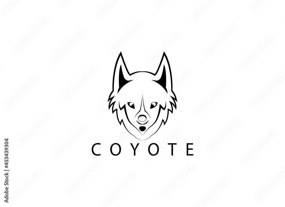 Logo design template, with coyote head icon Logo design template, with coyote head icon
