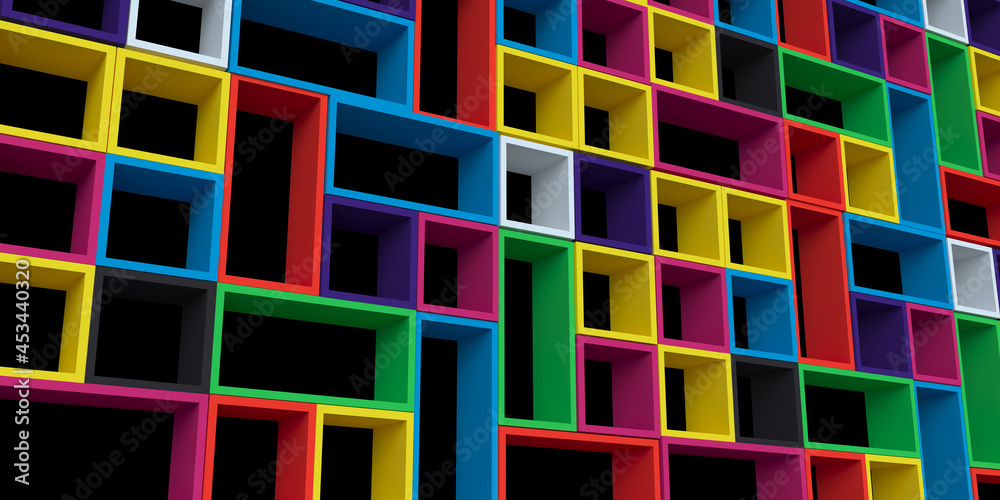 Volumetric composition of shelves of different colors. Volumetric composition of shelves of different colors.