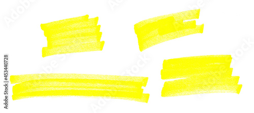 highlight pen brush yellow for marker, highlighter brush marking for headline, scribble mark stroke of highlighted pen photo