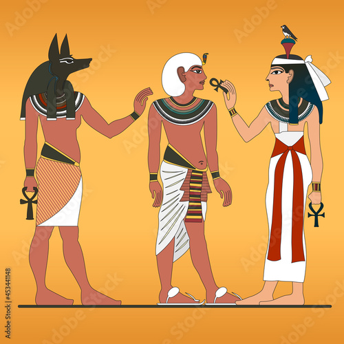 Detail of a wall of the interior of the tomb of Tutankhamun, vector illustration photo