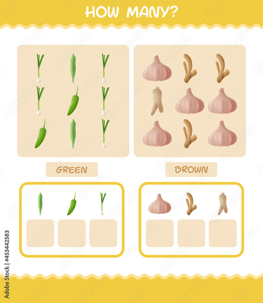 How many cartoon vegetables. Counting game. Educational game for pre shool years kids and toddlers