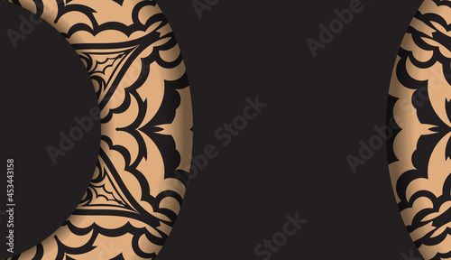 Template for print design postcards in black color with luxury patterns. Preparing an invitation with a place for your text and vintage ornaments.