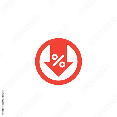 percent down, reduction icon