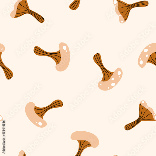 Seamless Pattern.Colorful Mushrooms on Light Background Modern Style. Vector Illustration