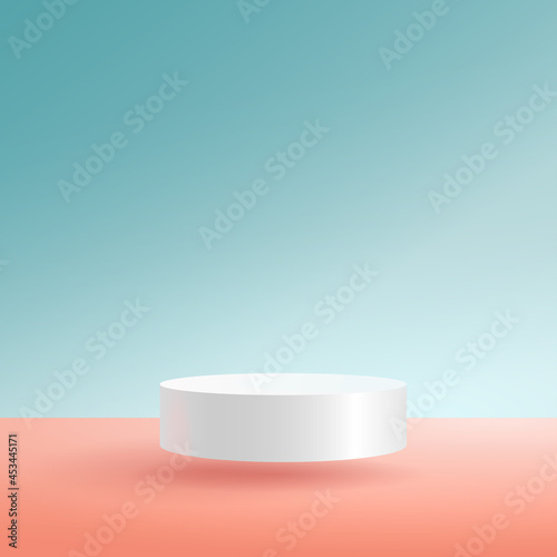 Vector round white podium, pedestal or platform above the surface, background for product presentation. Place for ads. Empty product stand background