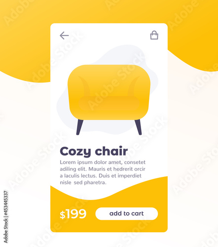 e-commerce and shopping mobile app design, buy furniture online