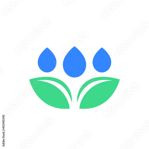 drops and green leaves vector icon