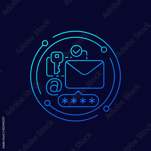 email icon with password, line vector