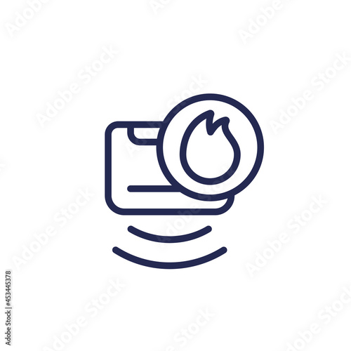 Fire detector, smoke sensor line icon