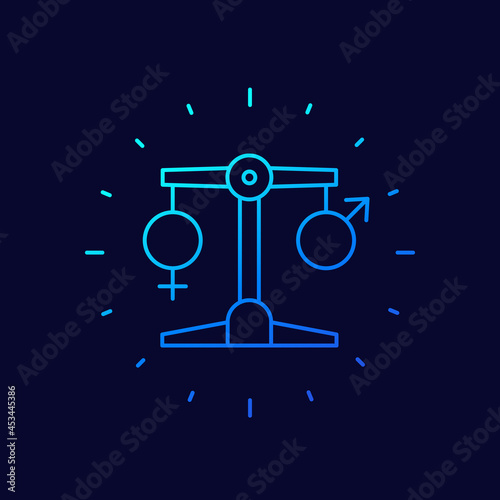 gender equality line icon with scales, vector