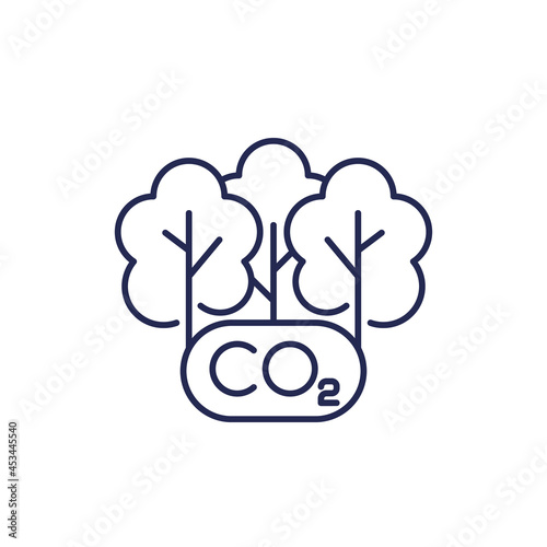 carbon offset and reducing co2 gas line icon