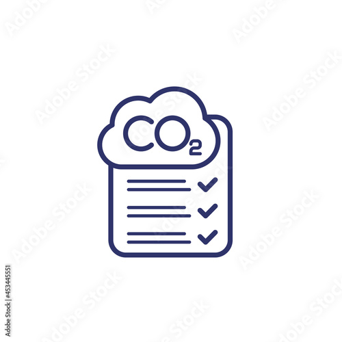 co2 gas, carbon dioxide line icon with a checklist