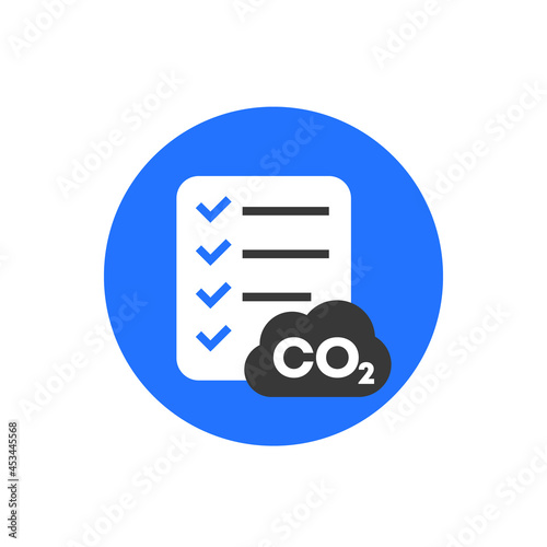 co2 gas, carbon dioxide icon with a checklist, flat vector