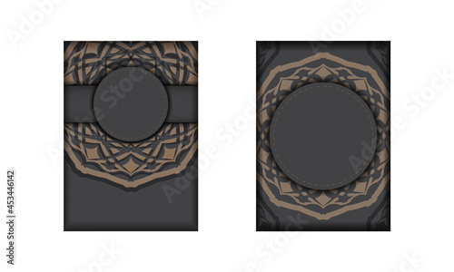Vector Invitation card template with place for your text and vintage ornaments. Greyed out postcard design